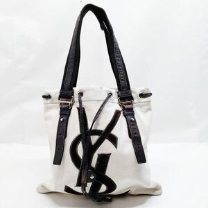 Yves Saint Laurent YSL Brown Cream Kahala Tote Messenger Bag